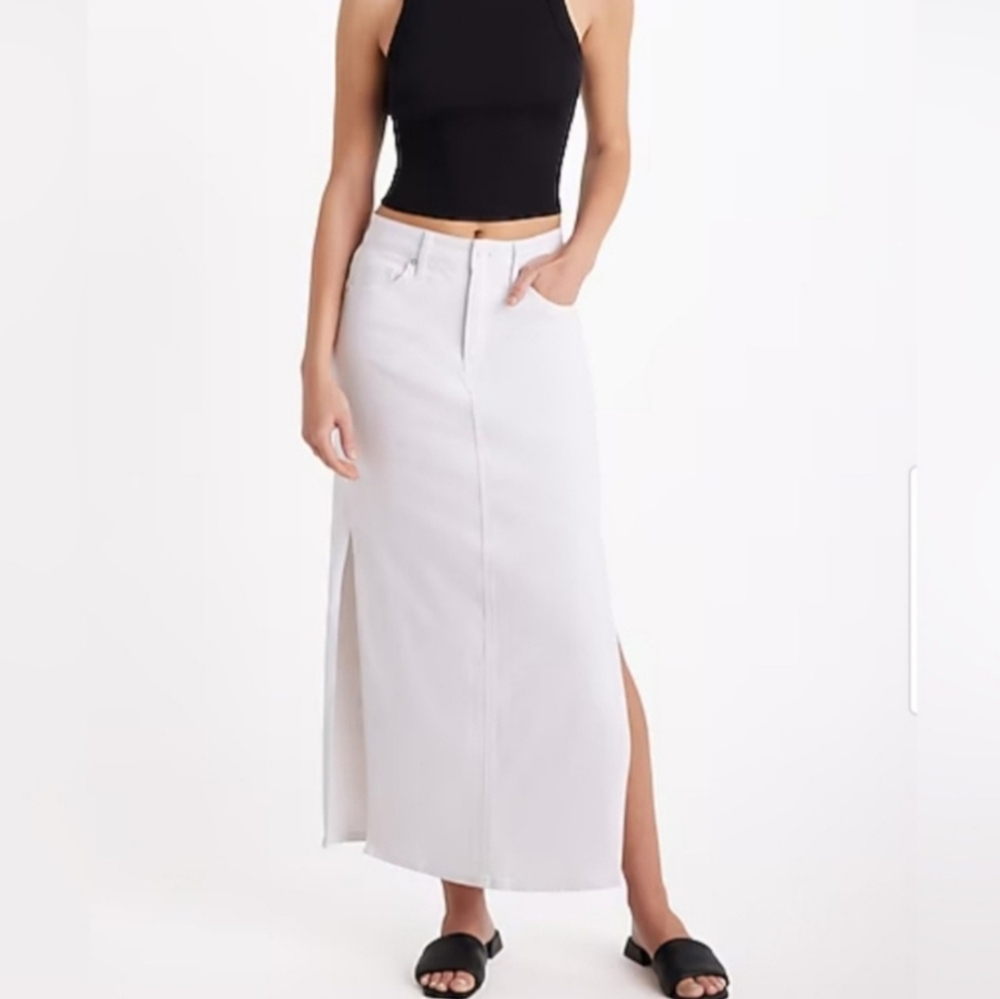 NEW Express White Denim High Rise Maxi Skirt 10